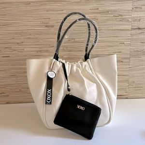 XOXO white faux leather purse with bonus mini bag insert attachment white black